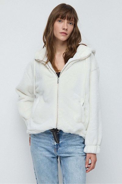 No Matter What White Zip-Up Fleece Jacket