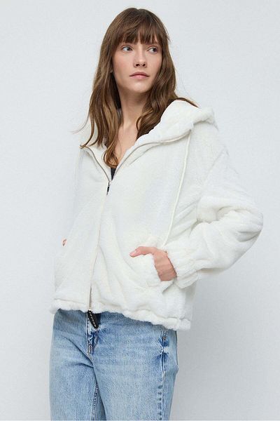 No Matter What White Zip-Up Fleece Jacket