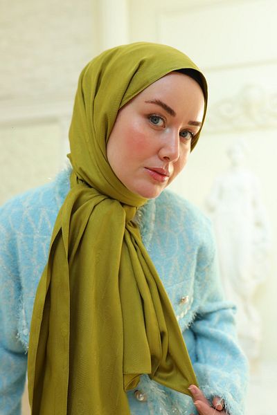 Silk Home Spoon Pattern Jacquard Deluxe Shawl - Oil Green