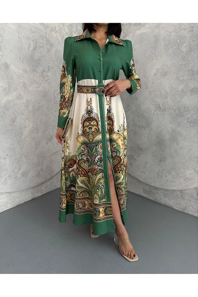 WellWay Rochie Atlas Fabric (INCLUSIV CUREA) - verde