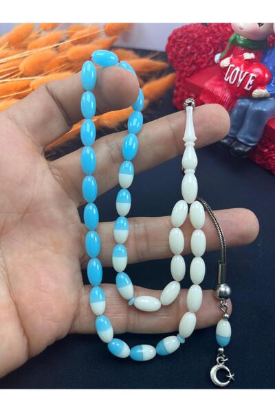 Katalin Suat Yeşilyurt Usta İşçilikli Çift Renk Uçak Camı (flexglass) Tesbih 5.5x11 mm Ölçü