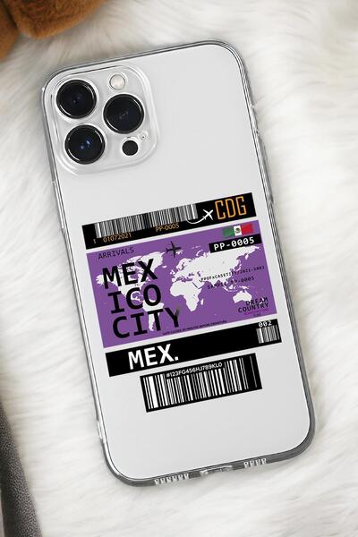mooodcase iPhone 16 Pro Uyumlu Mexico Ticket Desenli Premium Silikonlu Şeffaf Telefon Kılıfı