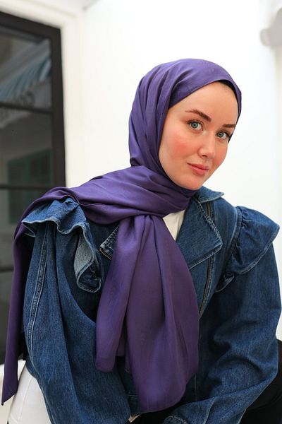 Silk Home Spoon Pattern Jacquard Deluxe Shawl - Purple
