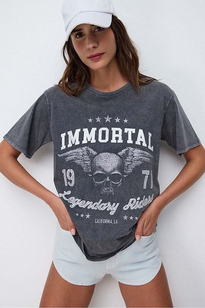 No Matter What Bedrucktes, verwaschenes Oversize-T-Shirt