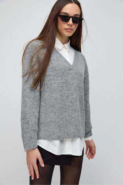 No Matter What Oversized V-Ausschnitt-Pullover