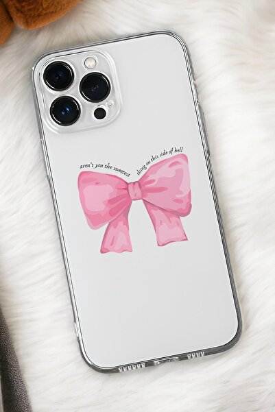 mooodcase iPhone 16 Pro Uyumlu Kurdele Desenli Premium Silikonlu Şeffaf Telefon Kılıfı