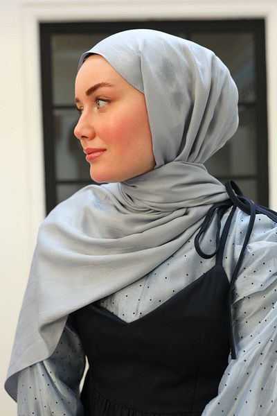 Silk Home Spoon Pattern Jacquard Deluxe Shawl - Silver