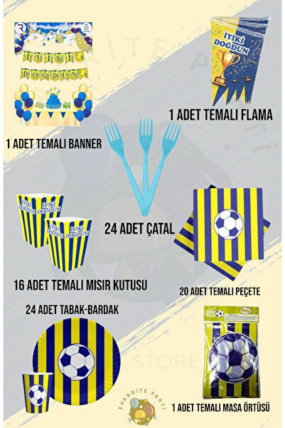 Evabrite Комплект вентилатори за 24 души в жълто-тъмносин цвят - Luxa Birthda...