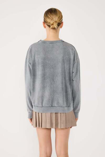 No Matter What Basic Acid Wash Sweatshirt mit Fahrradkragen