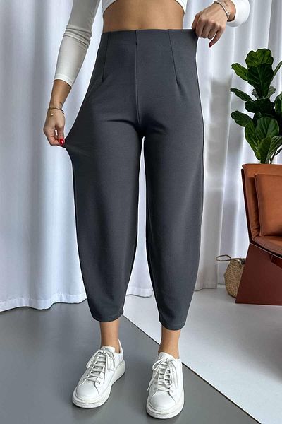 Mine Tan Butik Smoked Colored Crepe Women's Balloon Pants - Without Belt