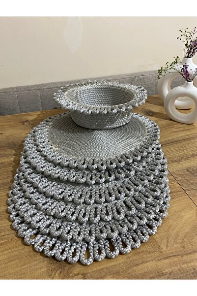 Hasırhane Galaxy Modern Jüt Supla Ve Ekmeklik 7'li Set Gri