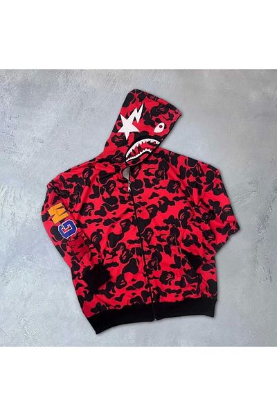 Mhm Unisex Men's Women's Embroidered Red Bape Cardigan