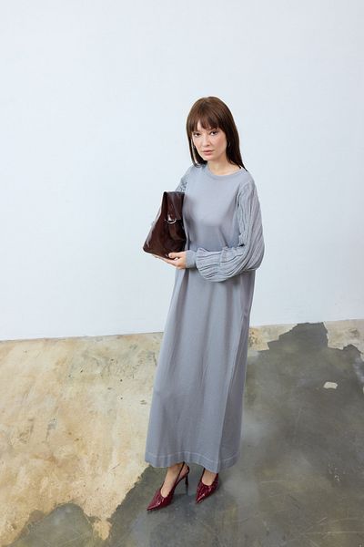Pamuk Butik Women's Mercerized Balloon Sleeve Knitwear Dress