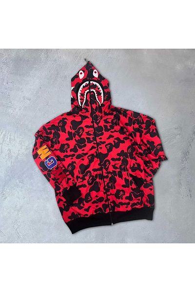 Mhm Unisex Men's Women's Embroidered Red Bape Cardigan