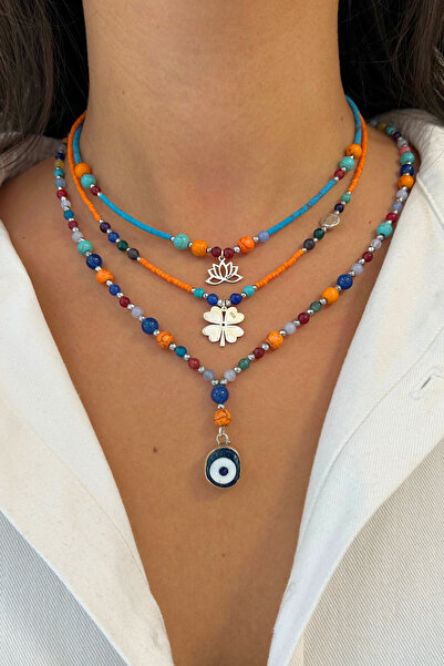 Suerte Accessories 925 Ayar Gümüş Nazar Uç El İşi Gerçek Ametist Yeşim Turkua...