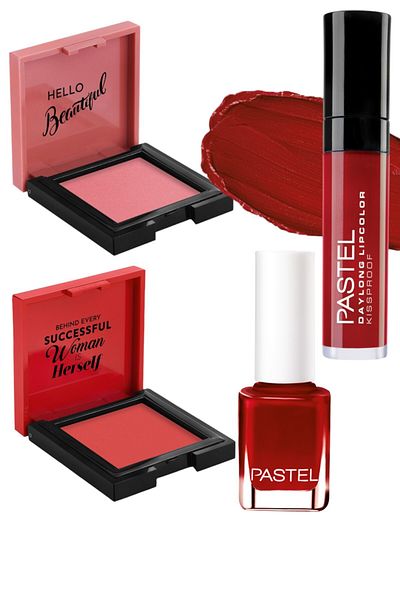 Pastel Daylong Cream Blush - No. 43 and 41 + Matte Lipstick 09 + Nail Polish 99