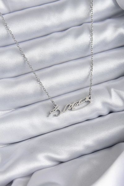 Clariss 316L Steel Chain Silver Color Ataturk Signature Figure Women's Necklace