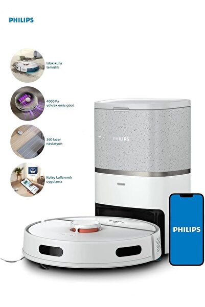 Philips Premium 3'ü 1 Arada (ISLAK, KURU VE MOPLU) Ultra Yüksek Emiş Gücü Robot Süpürge, Lambader Hediye