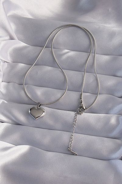 Clariss 316L Steel Chain Silver Color Mirror Plate Heart Necklace