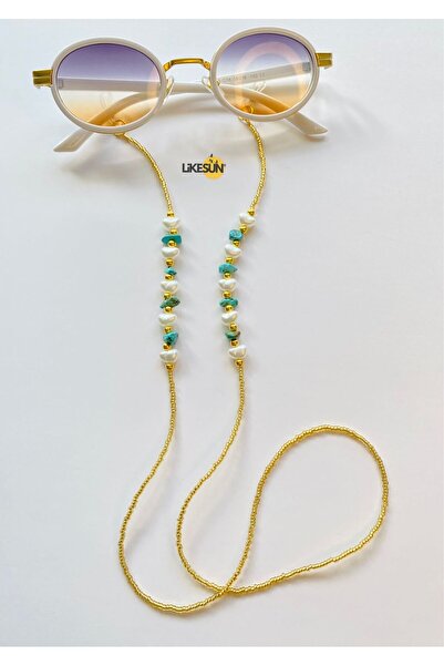 LiKESUN HOME حبل ونظارات نسائية من الحجر الطبيعي مطرز باللون الفيروزي الفيروزي