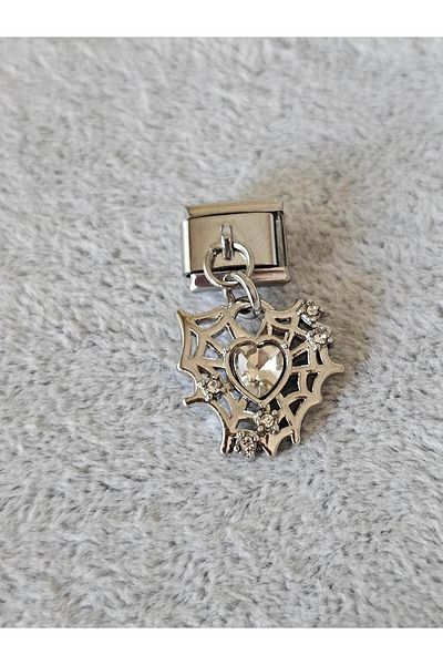 SiestaAccessories Italian Spider Web - Heart Dangle Bracelet Charm