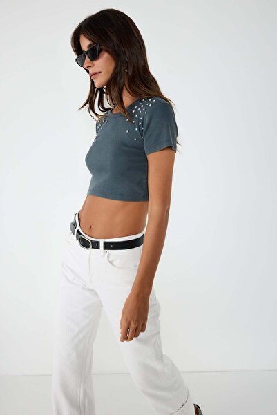 No Matter What Kurzärmelige Crop-Bluse