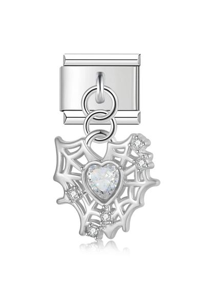 SiestaAccessories Italian Spider Web - Heart Dangle Bracelet Charm