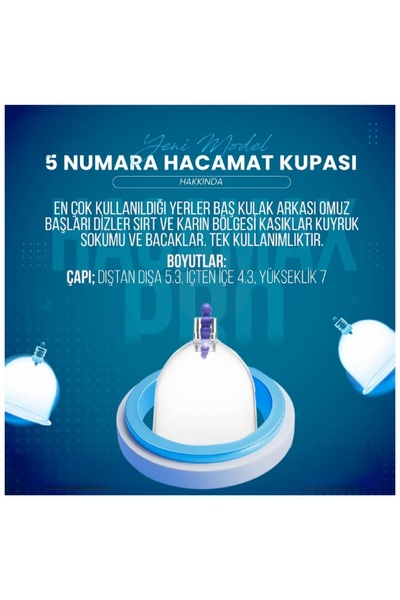 Hacamatik 15'li Kupa Seti - 10 Adet 6 Numara 5 Adet 5 Numara Hacamat Kupası