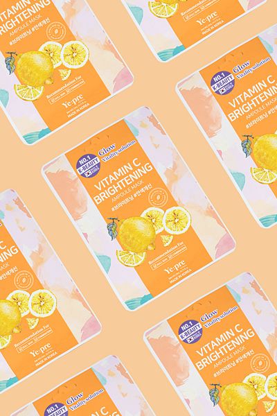 Ye:pre Vitamin C Brightening Ampoule Mask Vitamin C and Glycolic Acid Revitalizing Face Mask Korea 23ml