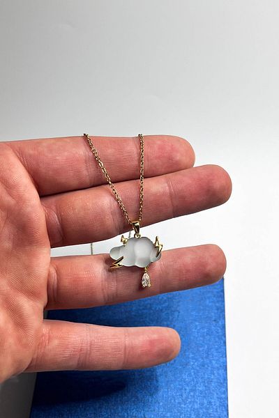 The Collection Non Tarnish Women's Gold Thunder Cloud Steel Necklace