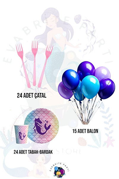 Evabrite Комплект минибар с тема русалка за 24 души - консумативи за рожден ден