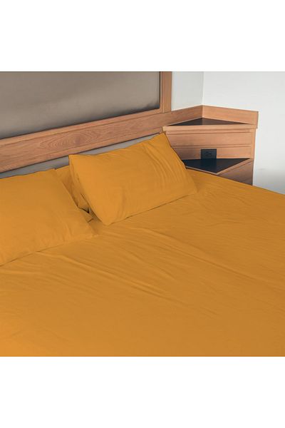 PureText |   Purecomfort |   Natural Cotton Double Fitted Sheet Set |   160X200 35 cm Height |   Amber
