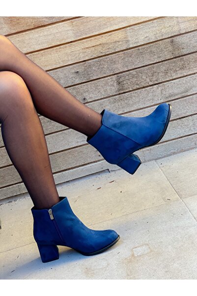 irmona PERY LACİVERT SÜET YUVARLAK BURUN TOPUKLU BOT BOTTİE