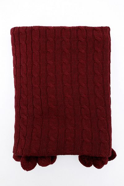 ART ÇEYİZ Pompom Knitted Knitted Tv Blanket (Sofa Shawl)