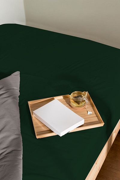 PureText |   Purecomfort |   Natural Cotton Double Fitted Sheet Set |   160X200 35 cm Height |   Pine Green
