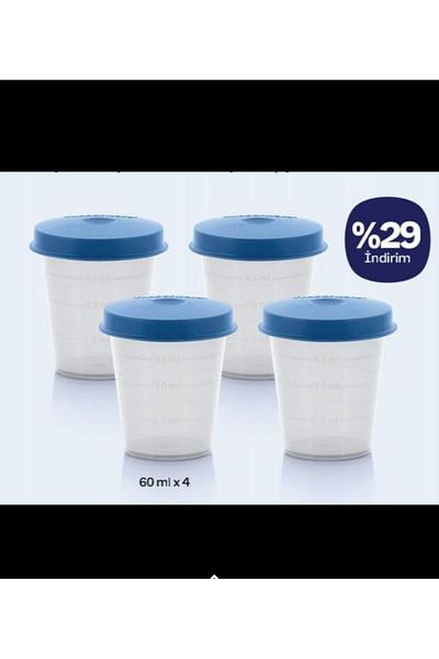 Tupperware 4 Pieces 60ml Size Leakproof Sealed Measured Sauce and Shot Container