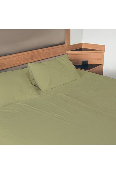 PureText Purecomfort Double Natural Cotton Bed Sheet Set - 160X200 35 cm Height |   Sage