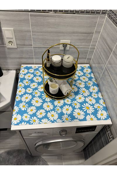 HALFART Blue Daisy Duck Linen Waterproof and Dirty-Proof Washing Machine Cover - with Stylish Pattern Options