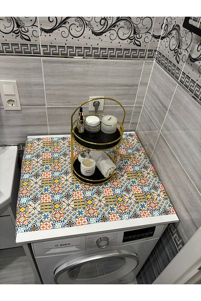 HALFART Tile Pattern Duck Linen Waterproof and Dirty-Proof Washing Machine Cover - with Stylish Pattern Options