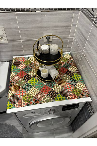 HALFART Colorful Tile Duck Linen Waterproof and Dirty-Proof Washing Machine Cover - with Stylish Pattern Options