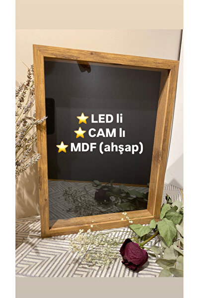 Sevcan sanat atölyesi 30x40x3 Ledli  Paspartulu Söz Nişan Çiçeği Çerçevesi An...