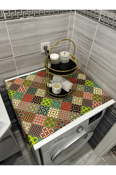 HALFART Colorful Tile Duck Linen Waterproof and Dirty-Proof Washing Machine Cover - with Stylish Pattern Options