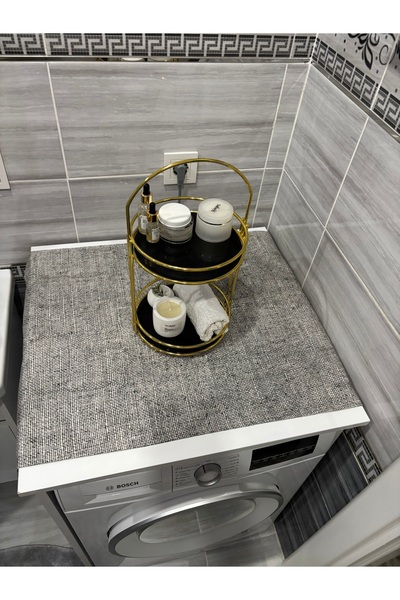 HALFART Gri Jüt Desenli Duck Keten Su Geçirmez Çamaşır Makinesi Örtüsü - Şık ...