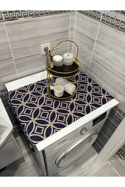 HALFART Tile Navy Blue Duck Linen Waterproof and Dirty-Proof Washing Machine Cover - Stylish Pattern Options