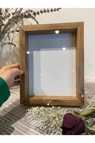 Sevcan sanat atölyesi 20X25X3 Glass Deep Memory Keepsake Frame - Rose Promise Engagement Flower Box