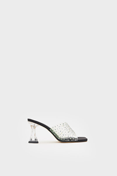 MİLAYA SHOES حذاء أسود بكعب حجري