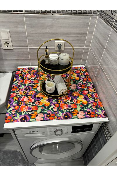 HALFART Purple Floral Duck Linen Waterproof and Dirty-Proof Washing Machine Cover - with Stylish Pattern Options
