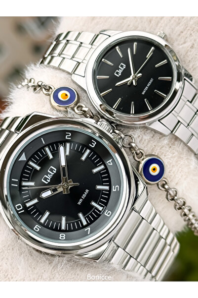 Q&Q Brand Silver Color Steel Band, White Dial, Numeral Lover Watch + Bracelet...