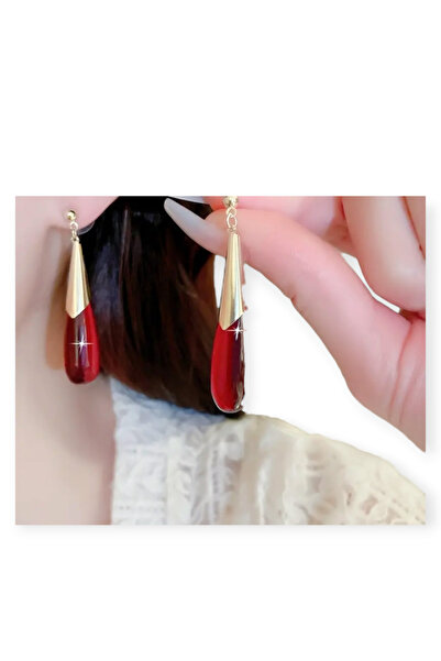 ARBABAG&ACCESSORY Women's Earring with Water Drops in Red (Resin) Suitable for Daily Use