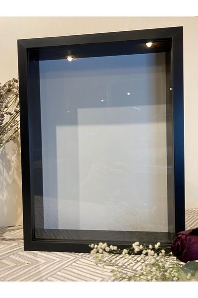 Sevcan sanat atölyesi 30x40x5 BLACK glass memory frame flower keepsake box